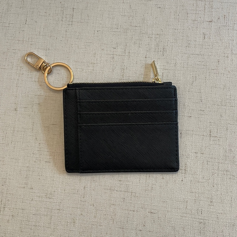Black Card Holder with Gold Keychain